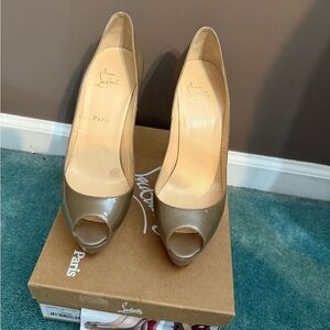 Christian Louboutin Women's Peep Toe Heels - Pewter